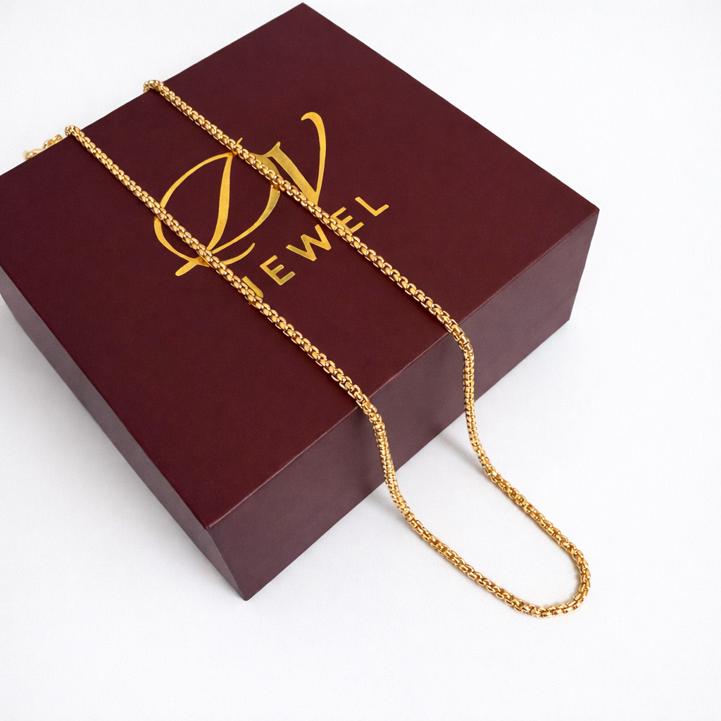 Box Link Chain Necklace 18K Gold Plated – 45 cm