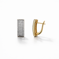 Gold Plated Rectangular CZ Earrings — English Lock