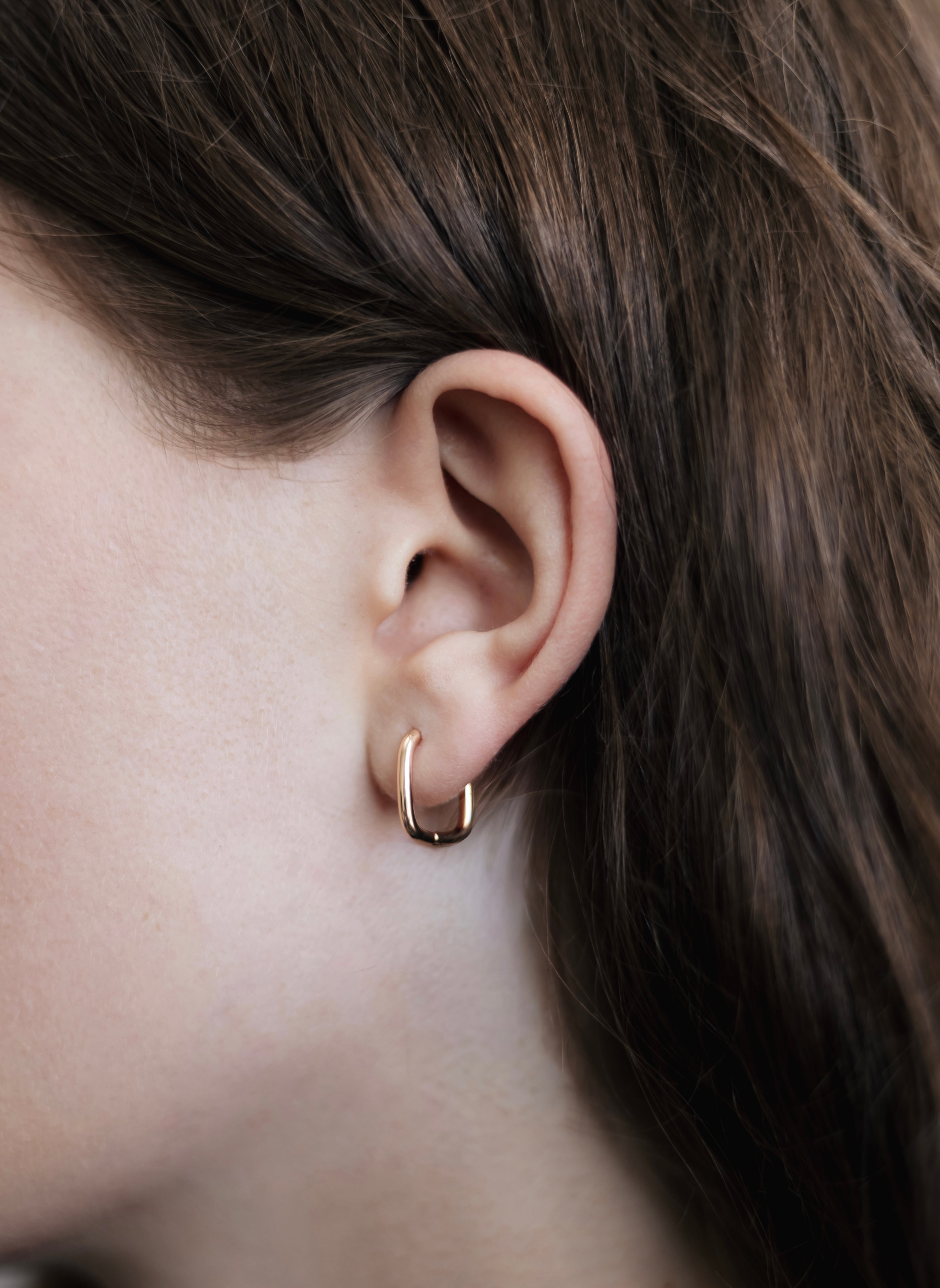 Square Hoop Earrings, 18K Gold Plated