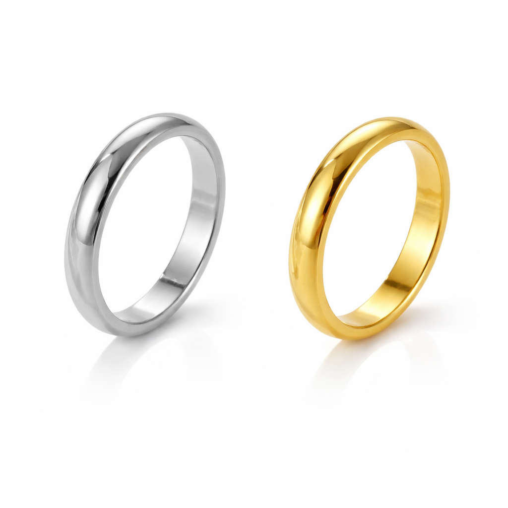 Wholesale Stainless Steel Dome Ring – Gold or Silver, Sizes 7-11