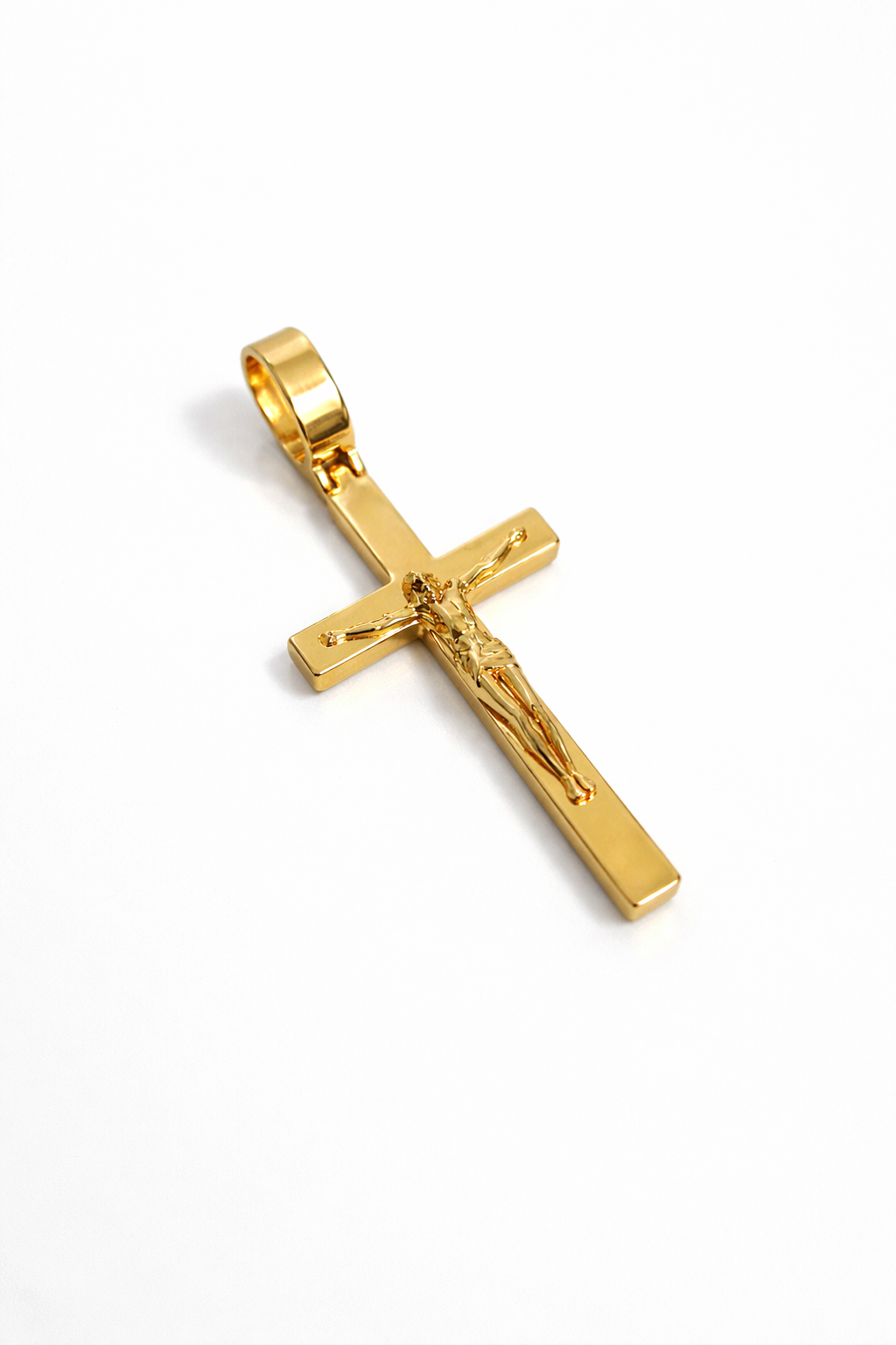 Gold Plated Crucifix Pendant 5.5 cm – Large Religious Cross Charm for Chains