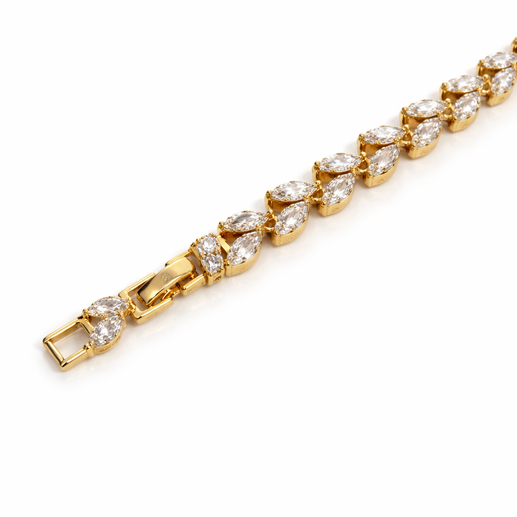 18K Gold Plated Marquise CZ Bracelet – 17+2 cm