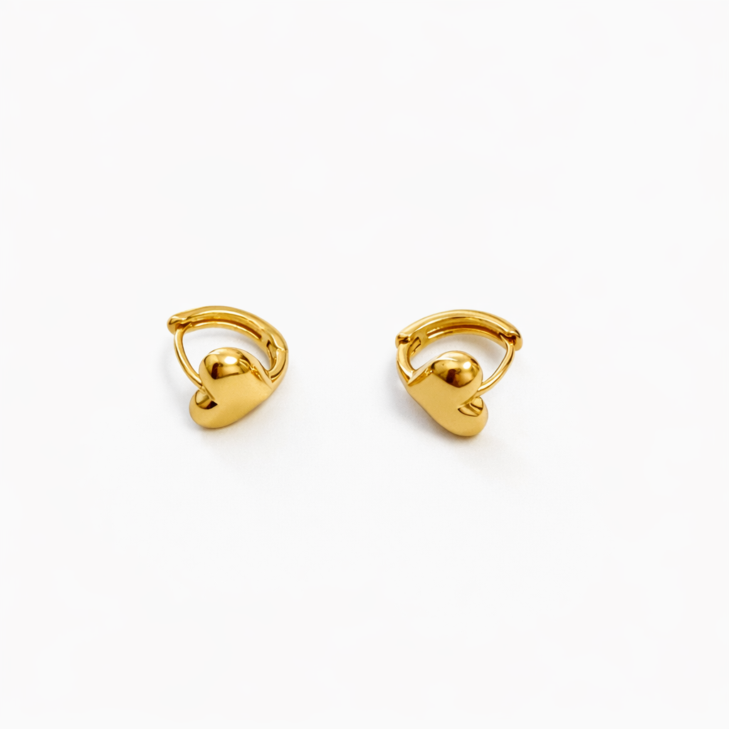 Gold Plated Heart Hoop Earrings — Minimal Love Design