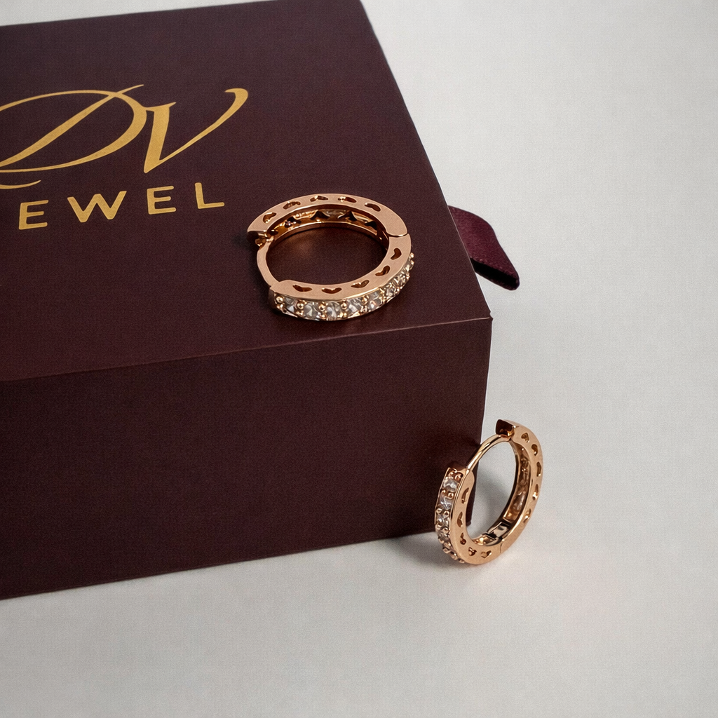 Gold Plated CZ Hoop Earrings — 1.8 cm