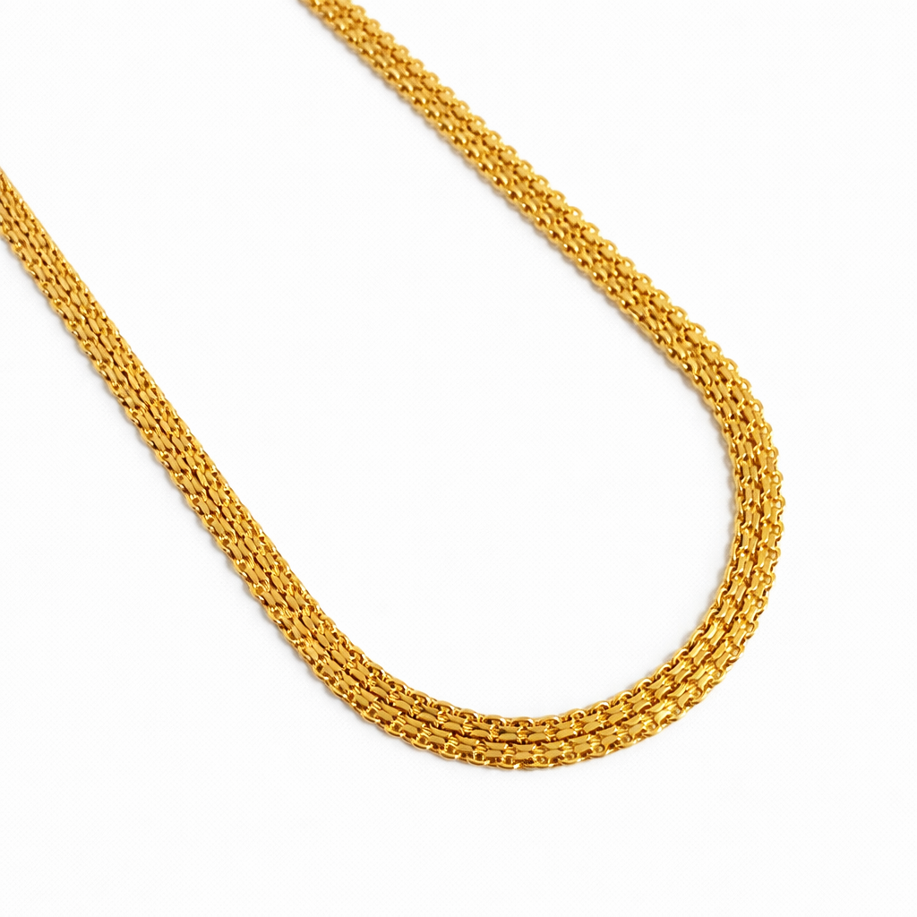 Machine-Made Bismarck Chain Necklace 18K Gold Plated – 60 cm * 4 mm