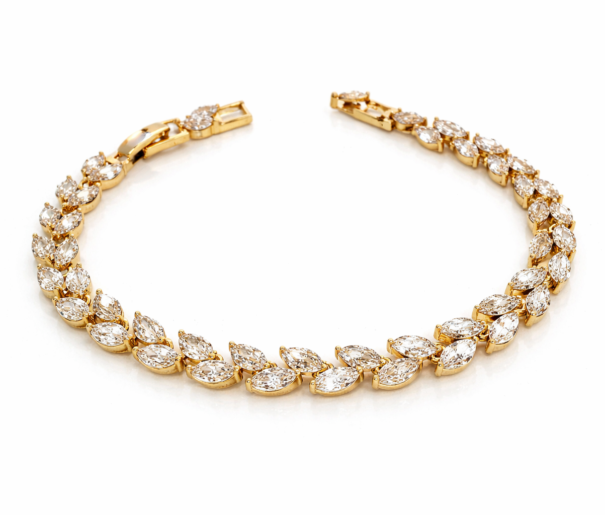 18K Gold Plated Marquise CZ Bracelet – 17+2 cm