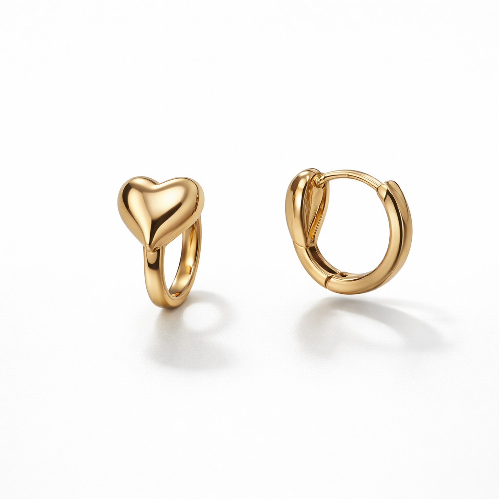 Gold Plated Heart Hoop Earrings — Minimal Love Design