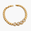 18K Gold Plated 18+2 cm Heart CZ Bracelet | Wholesale