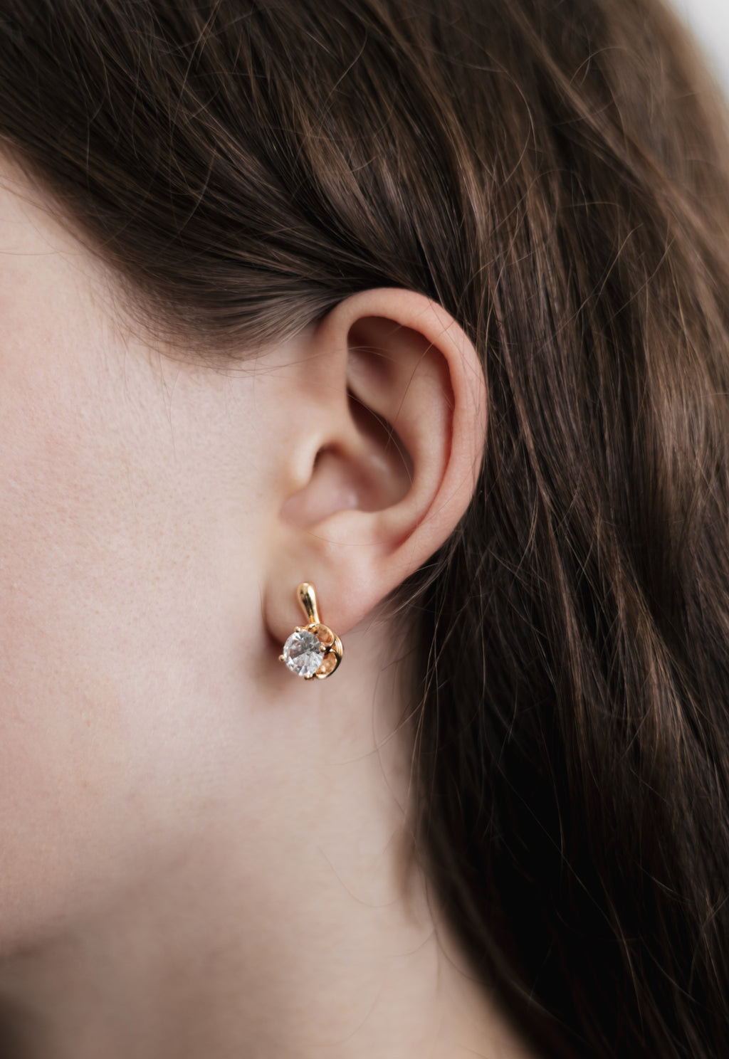 18K Gold Plated CZ Leverback Earrings