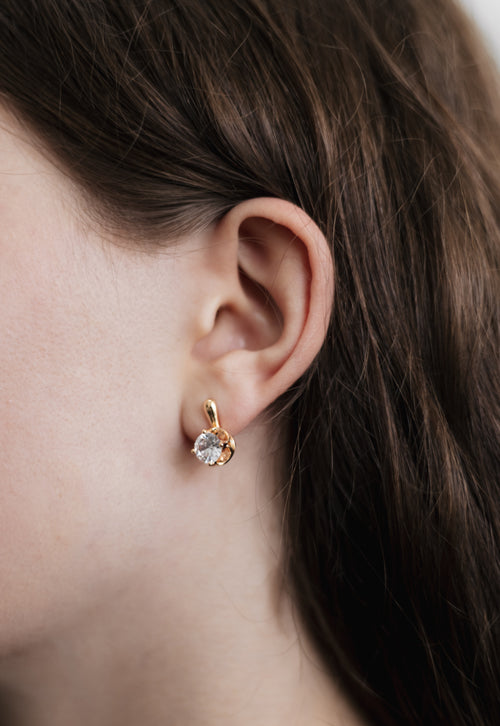 18K Gold Plated CZ Leverback Earrings
