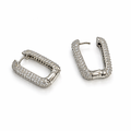Rhodium Plated CZ Rectangle Hoop Earrings – 3 cm