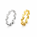 Wholesale Stainless Steel Leaf Ring – Gold or Silver Color, Sizes 7–11