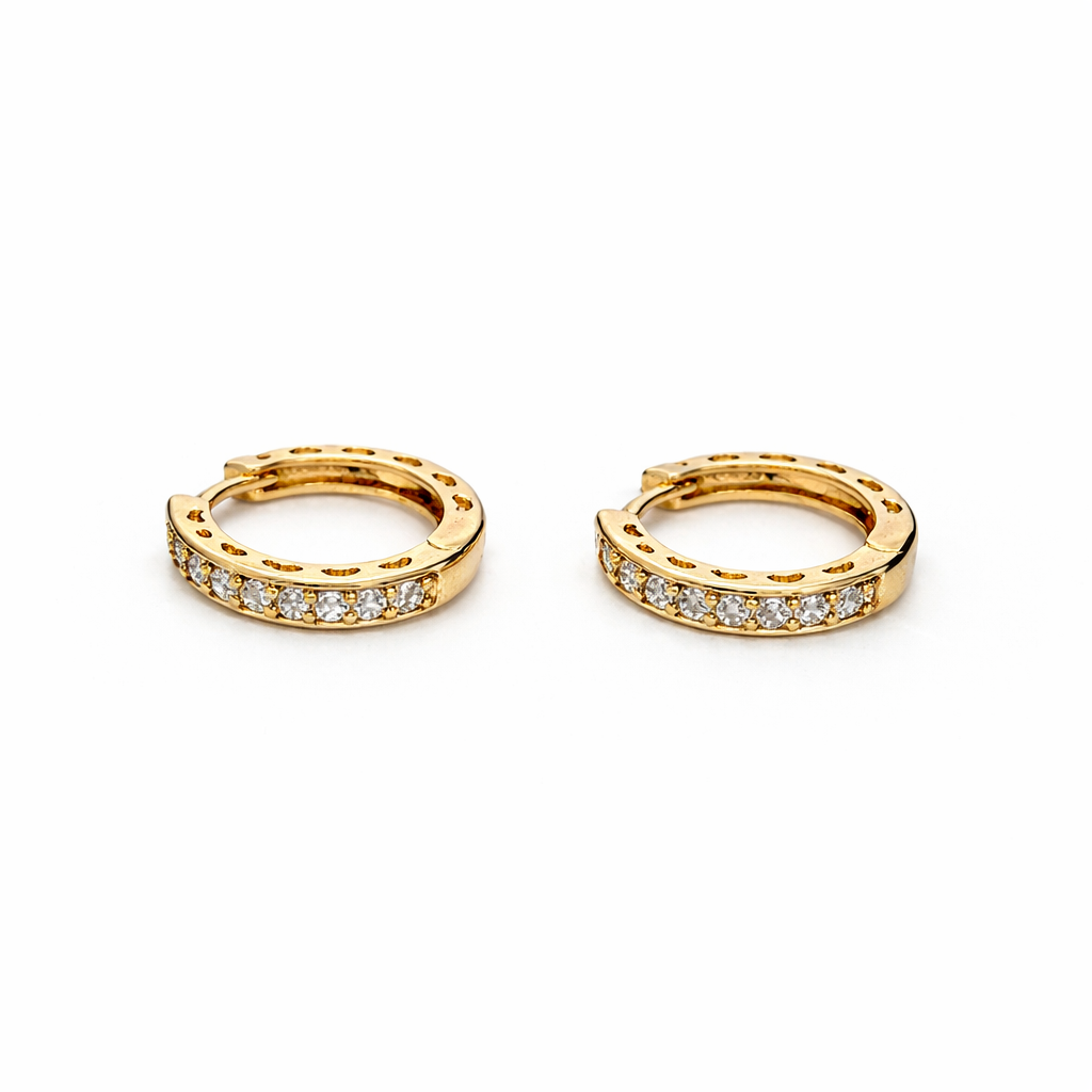 Gold Plated CZ Hoop Earrings — 1.8 cm