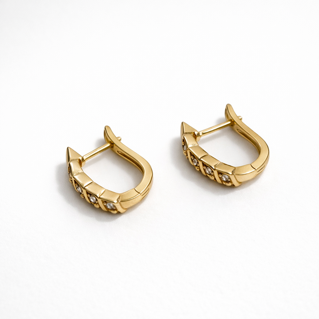 CZ Twist Hoop Earrings 18K Gold Plated – 15 mm