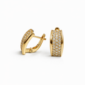 CZ Hoop Earrings with English Lock, 18K Gold Plated