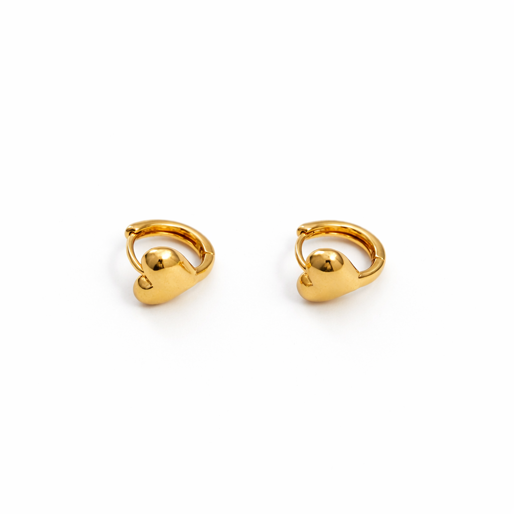 Gold Plated Heart Hoop Earrings — Minimal Love Design