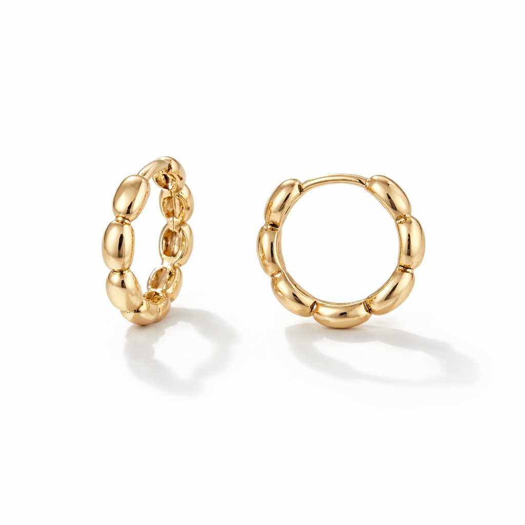 Bubble Gold Hoop Earrings 18K Gold Plated – 12 mm