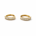 Gold Plated Hoop Earrings with CZ — 2.5 cm