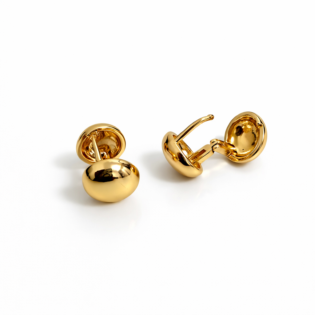 Minimalist Gold Plated Button Stud Earrings