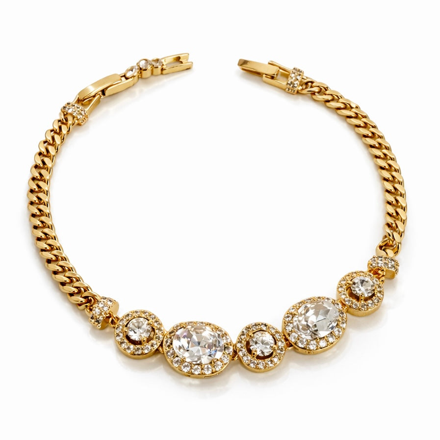 18K Gold Plated CZ Statement Chain Bracelet – 18+2 cm