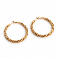 18K Gold Plated Textured Hoop Earrings – 4 cm