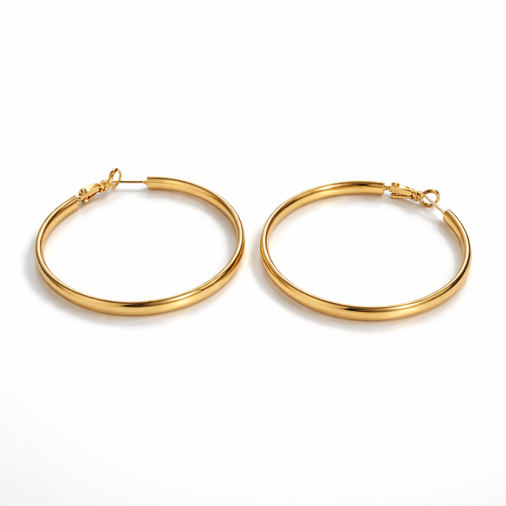 Large Gold Plated Hoop Earrings 5 cm