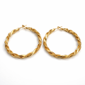 Twisted Textured Gold Plated Hoop Earrings 5 cm