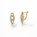 Gold Plated Chain Link CZ Earrings — English Lock