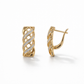 18K Gold Plated CZ Twist Hoop Earrings with English Lock