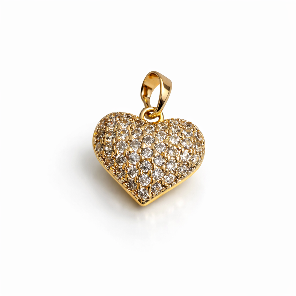 Heart Pendant with CZ, 18K Gold Plated