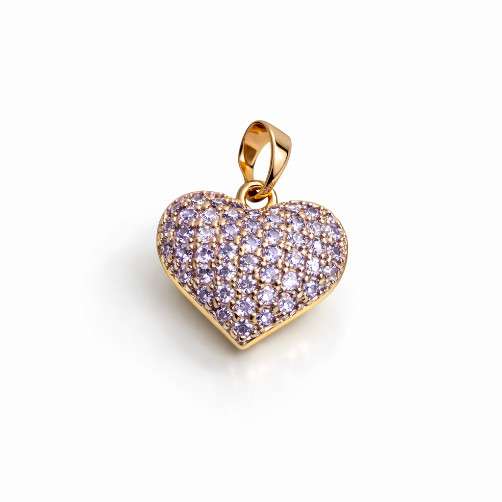 Heart Pendant with CZ, 18K Gold Plated