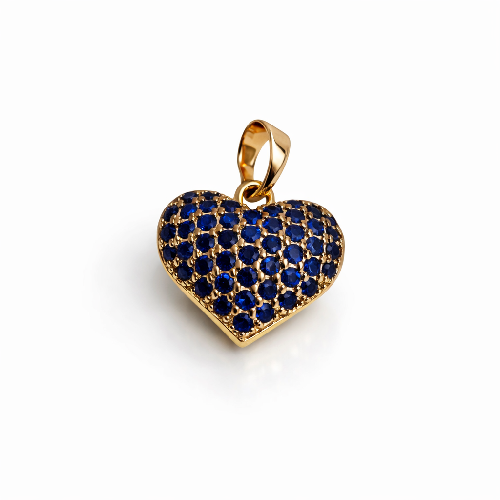 Heart Pendant with CZ, 18K Gold Plated
