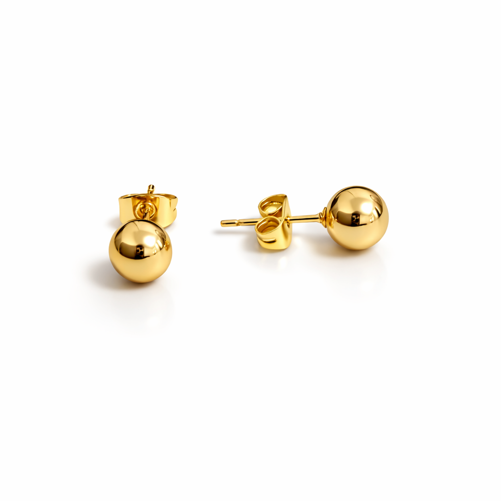 Classic Ball Stud Earrings 18K Gold Plated – 5 mm (Pack of 6 Pairs)