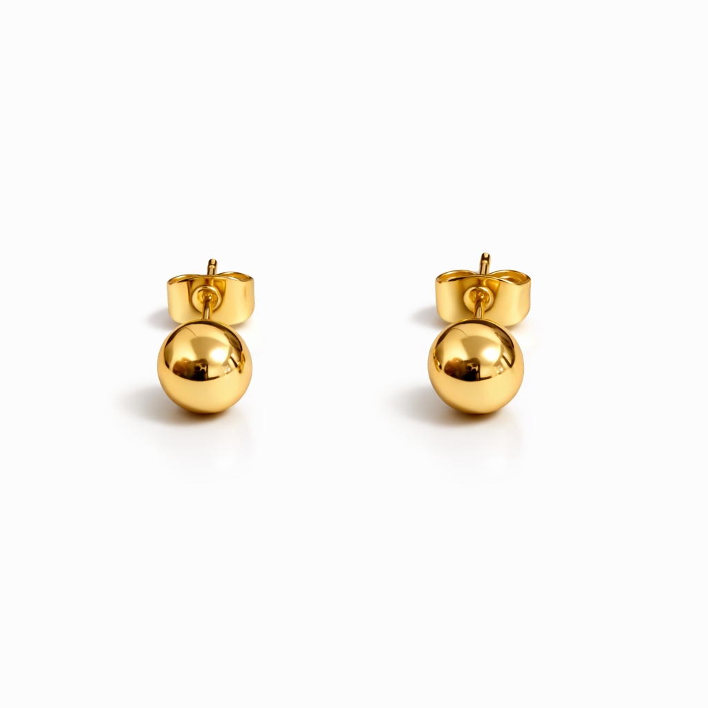 Classic Ball Stud Earrings 18K Gold Plated – 5 mm (Pack of 6 Pairs)