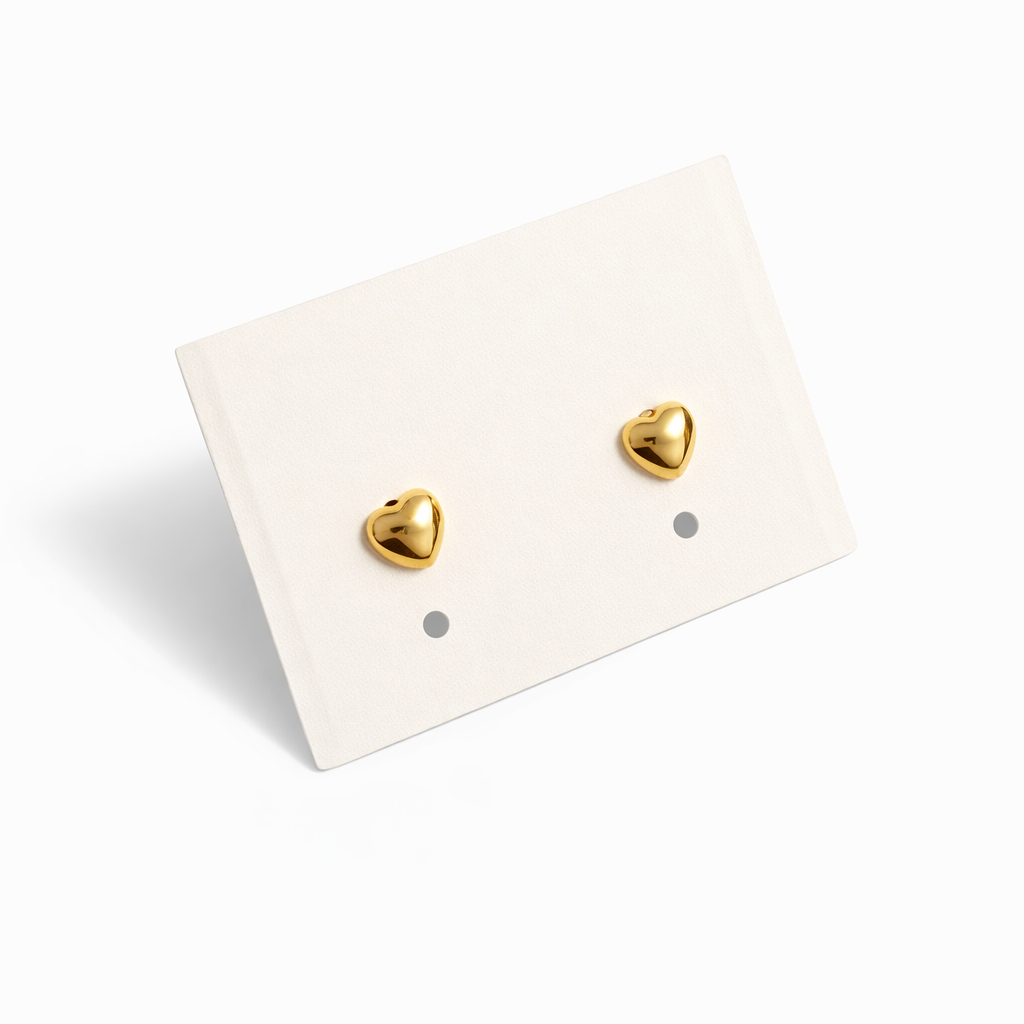 Mini Heart Stud Earrings 18K Gold Plated – 5 mm (Pack of 6 Pairs)