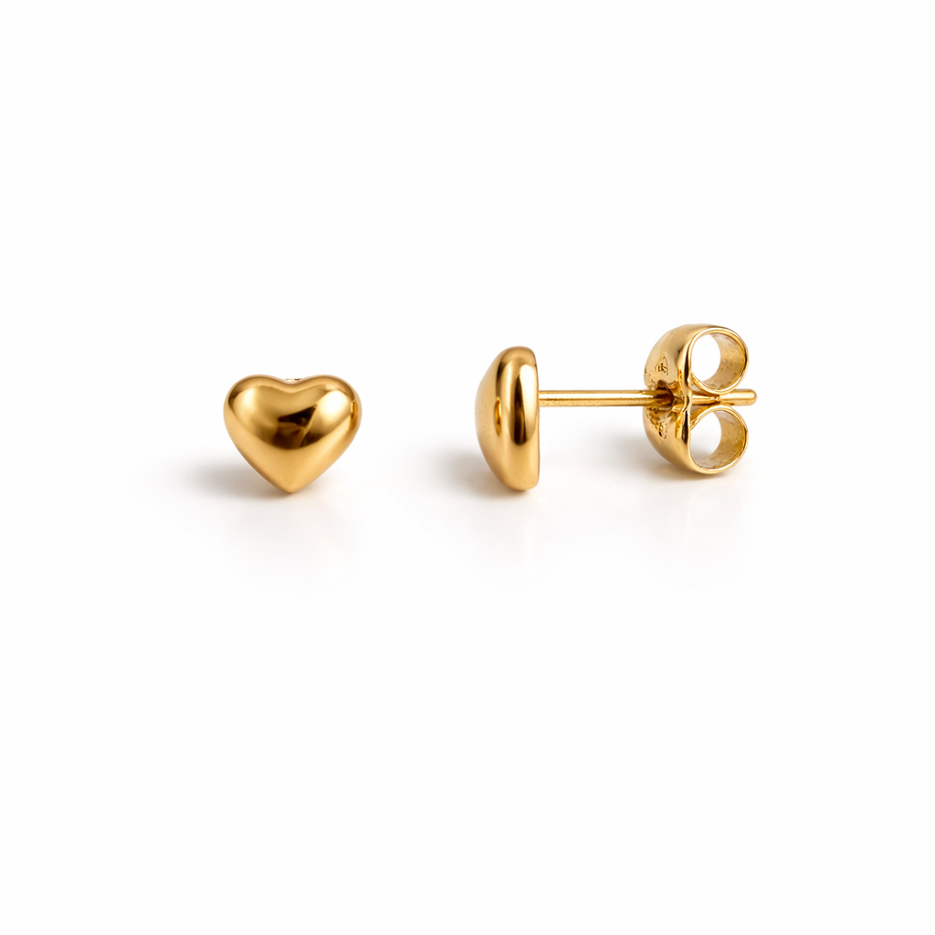Mini Heart Stud Earrings 18K Gold Plated – 5 mm (Pack of 6 Pairs)