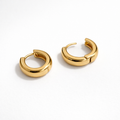 Chunky Mini Hoop Earrings 18K Gold Plated – 14 mm (Pack of 6 Pairs)