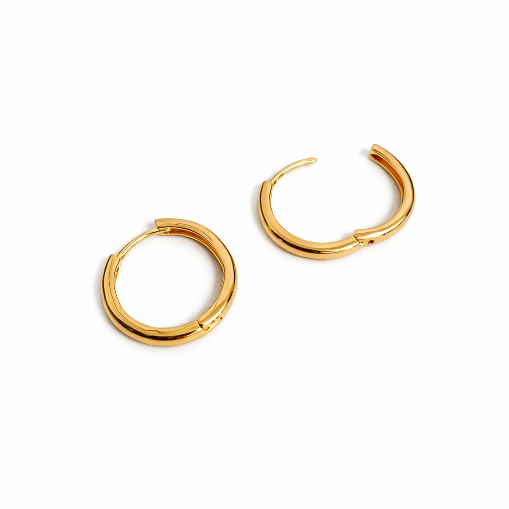 18K Gold Plated Classic Hoop Earrings – 20mm, 2mm