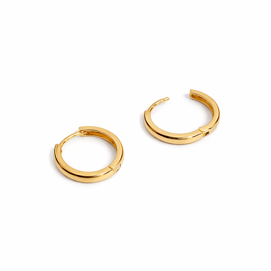 18K Gold Plated Classic Hoop Earrings – 18mm, 3mm