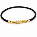 Black Silk Cord Bracelet with Gold Plated Clasp – 19 cm, 4 mm