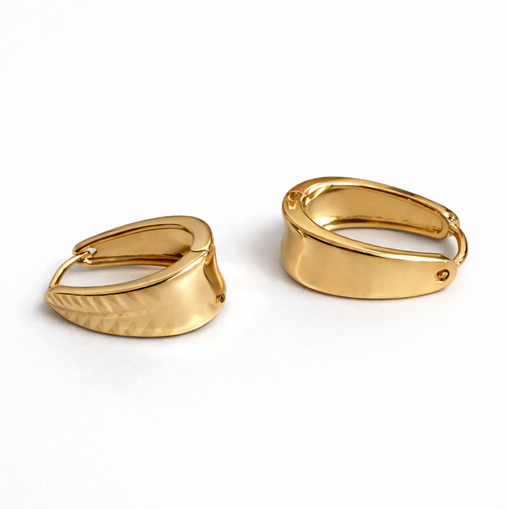 Gold Plated Textured Huggie Earrings 2.3 cm