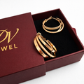 Gold Plated Multi-Band Hoop Earrings 3 cm