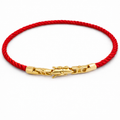Red Silk Cord Bracelet with Gold Plated Clasp – 19 cm, 4 mm
