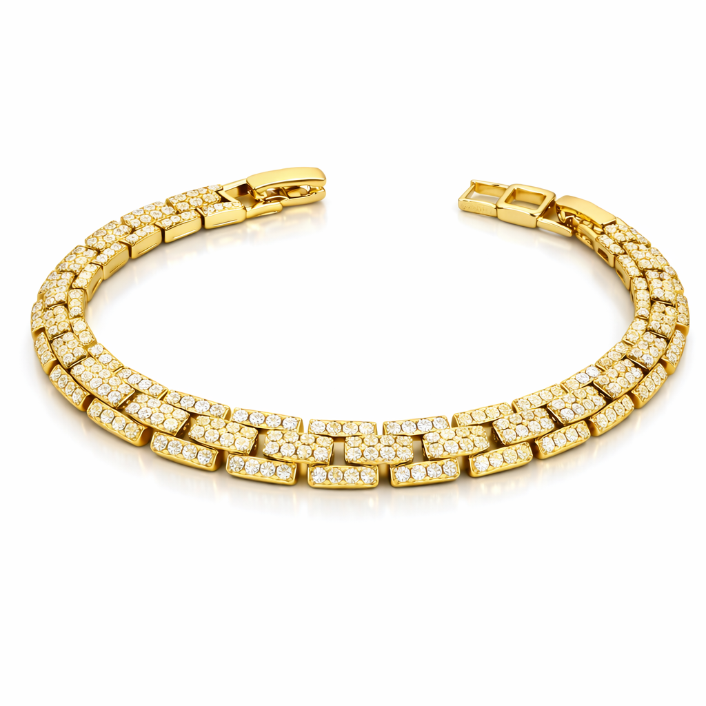 Gold Plated CZ Multi-Row Bracelet – 18.5 cm
