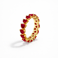 Gold Plated Heart Eternity Ring with CZ Red Stones