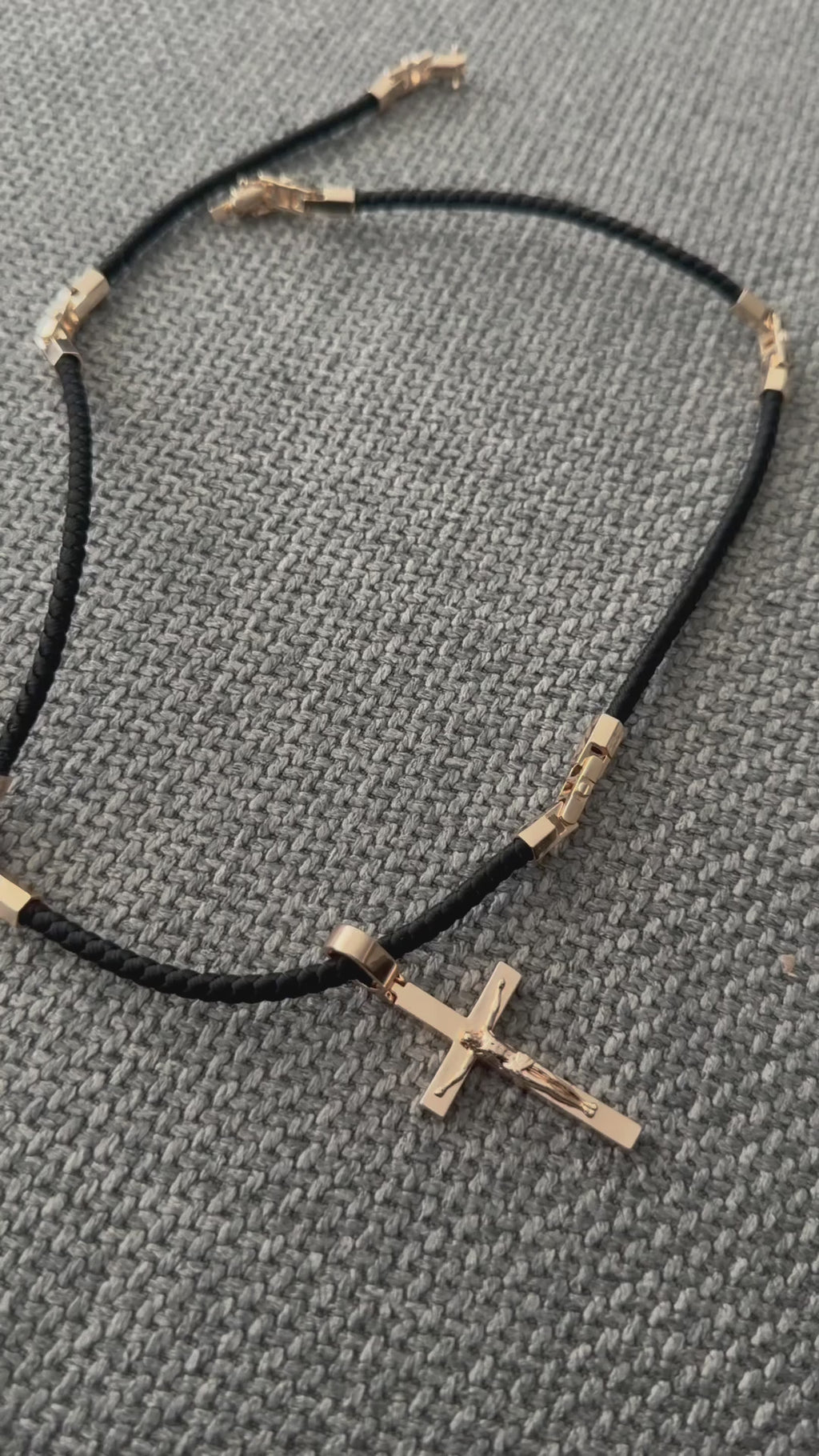 Black Silk Cord Necklace 60 cm with 18K Gold-Plated Hardware